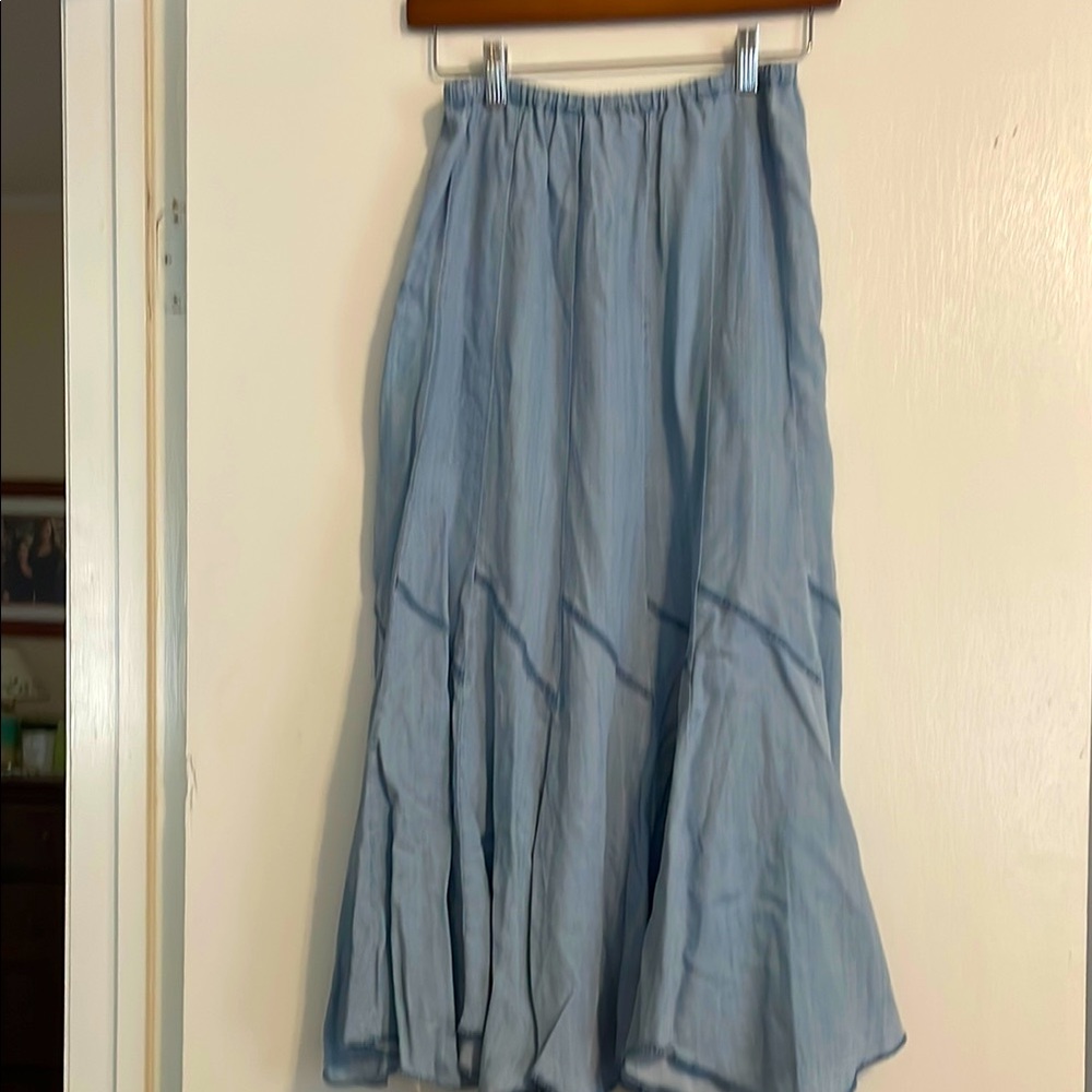 Blue Tiered Midi Skirt Casual